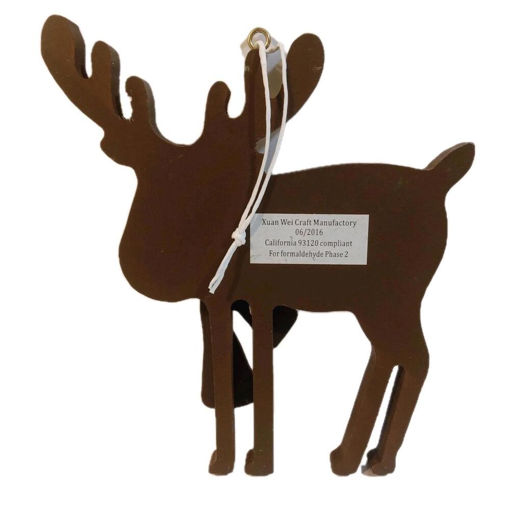 Xuan Wei Craft Manufactory 3D Christmas Wooden Ornaments Santa Reindeer Lot Of 2 - Picture 7 of 7